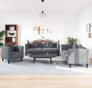 Maison Exclusive – 3-dielna sedacia súprava s vankúšmi, tmavošedý zamat
