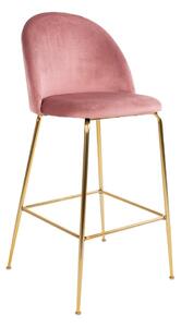 Súprava 2 ružových barových stoličiek so zamatovým poťahom s nohami farby mosadze House Nordic Lausanne