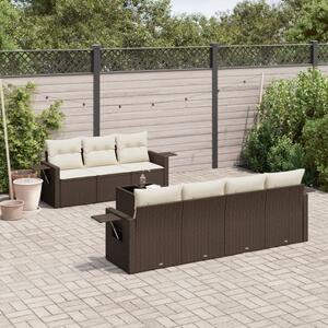 Maison Exclusive - 8-dielna záhradná súprava pohoviek s vankúšmi hnedá polyratan