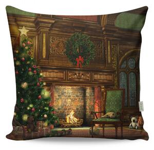 Hanah Home Vianočný dekoračný vankúš s krbom VASO 43x43 cm