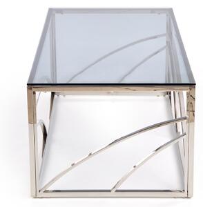 Konferenčný stolík UNIVERSE 120x60 cm - strieborná / dymové sklo