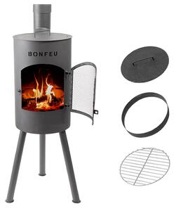 BonFeu - BonGiano SP (Ø 30 cm) - oceľ - záhradný krb - terasové kachle - krb - 30 x 30 x 135 cm - čierna