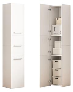 Regál biely moderný stojaci vysoký podkrovný stĺp 3 dvere 170 cm