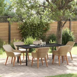 Maison Exclusive - Záhradný jedálenský set s vankúšom 7 pcs Béžová polyratan