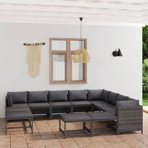 Maison Exclusive – 12-dielna záhradná súprava s vankúšmi z polyrotangu, sivá