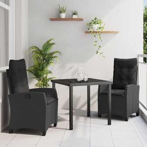 Maison Exclusive – Záhradná jedálenská súprava, 3 kusy, čierna, umelý ratan