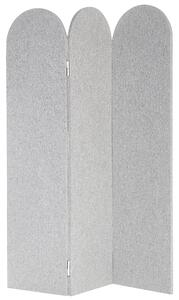 Paraván sivý polyester oceľový rám 3 panely akustická skladacia zástena moderný štýl obývačka kancelária