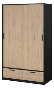 Šatníková skriňa v dekore duba s posuvnými dverami v čierno-prírodnej farbe 121x200 cm Line – Tvilum