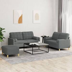 Maison Exclusive – 3-dielna sedacia súprava s vankúšmi, tmavosivá látka