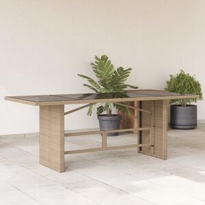 Maison Exclusive - Záhradný stôl so sklenenou doskou Béžová 190x80x75 cm Poly ratan