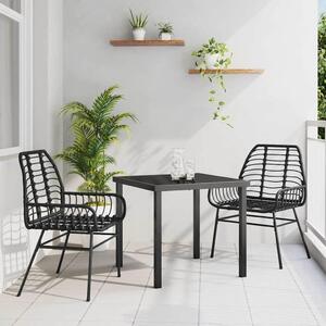 Maison Exclusive – Záhradná jedálenská súprava, 3 kusy, čierna, umelý ratan