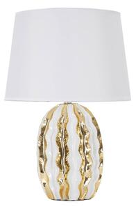 Keramická stolová lampa s textilným tienidlom v bielo-zlatej farbe (výška 48 cm) Glam Stary – Mauro Ferretti
