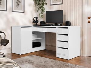 Mirjan24 Rohový PC stôl Heron, Farby: biela / biely lesk 5903211508738