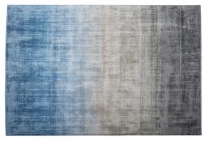 Koberec sivý a modrý viskózový 140 x 200 cm tieňovaný ombré efekt moderná obývacia izba