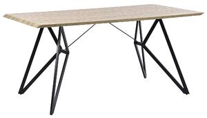 Jedálenský stôl svetlé drevo MDF čierne kovové nohy obdĺžnikový 160 x 90 cm kuchyňa jedáleň v industriálnom štýle