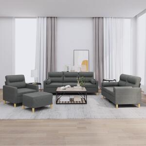 Maison Exclusive – 4-dielna sedacia súprava s vankúšmi, tmavosivá látka