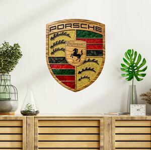 Drevený obraz s UV potlačou - Porsche - logo