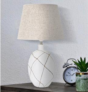 Stolová lampa s textilným tienidlom v bielo-krémovej farbe (výška 60 cm) Lines – Mauro Ferretti