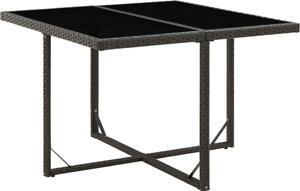 Maison Exclusive - Záhradný stôl čierny 109x107x74 cm polyratan a sklo