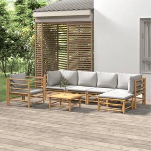 Maison Exclusive – 7-dielna záhradná súprava s svetlosivými vankúšmi z bambusu