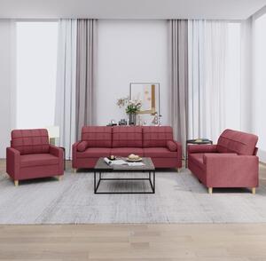 Maison Exclusive – 3-dielna sedacia súprava s vankúšmi, vínovočervená látka