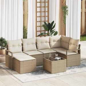 Maison Exclusive – Sedacia súprava, 7 kusov, béžová [syntetický materiál]: Polyratan