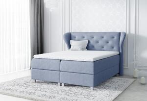 Čalúnená jednolôžková posteľ Eveli modrá 120 + topper zdarma