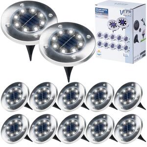 Vilde solárne lampy solárne svetelné záhradné lampy záhradné svetelné LED lampy z ocele so zemným hrotom 11,5 cm 12 ks