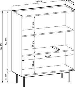 Komoda Kelowna KD97 - červená, dub - šírka 97 cm, výška 122 cm, hĺbka 37 cm