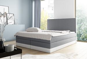 Veľká čalúnená posteľ Stefani 200x200, šedomodrá+biela + topper zdarma