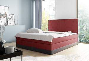 Čalúnená manželská posteľ Stefani červená, čierna 180 + topper zdarma