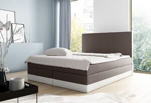 Veľká čalúnená posteľ Stefani hnedá, biela 200 + topper zdarma