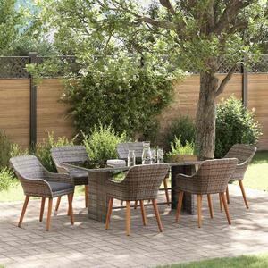 Maison Exclusive - Záhradný jedálenský set s vankúšom 7 pcs Sivá polyratan