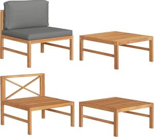 Maison Exclusive – 2-dielna záhradná súprava s tmavosivými vankúšmi z teakového dreva
