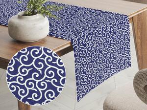 Biante Bavlnený behúň na stôl Sandra SA-257 Ornamenty na tmavo modrom 20x180 cm