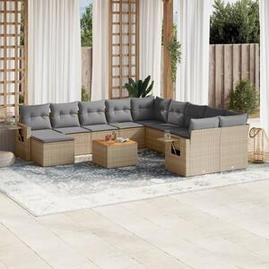 Maison Exclusive - 12-dielna záhradná sedacia súprava a vankúše béžová polyratan