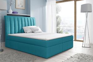 Kontinentálna posteľ Kaspis modrá 200 x 200 + topper zdarma