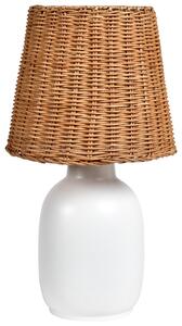 Stolná lampa biela keramický podstavec ratanové tienidlo nočná lampa predsieň chodba obývačka
