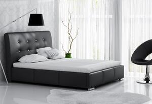 Elegantná posteľ Donna s úložným priestorom čierna eko koža 180 x 200