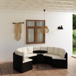 Maison Exclusive – 7-dielna záhradná sedacia súprava s vankúšmi z polyrotangu, čierna