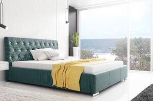 Dizajnová posteľ Adelaide s vysokým čelom a úložným priestorom modrá 200 x 200