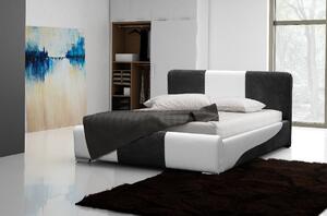 Moderná čalúnená posteľ Abiel s úložným priestorom biela a šedá 200 x 200