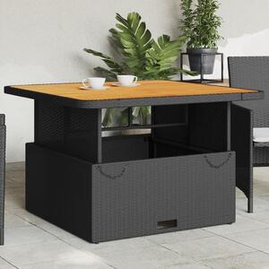 Maison Exclusive - Záhradný stôl čierny 110x110x71 cm Poly ratan a akáciové drevo