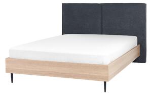 Posteľný rám tmavosivé čalúnenie dvojlôžko 140 x 200 cm čalúnené čelo MDF rám kovové nohy lamelový rošt moderný štýl spálňa