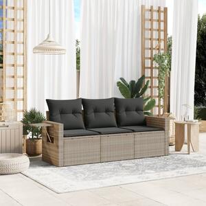 Maison Exclusive – 3-dielna záhradná súprava s vankúšmi, svetlošedá, polyratan