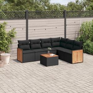 Maison Exclusive – 7-dielna záhradná súprava s vankúšmi, čierna, polyratan