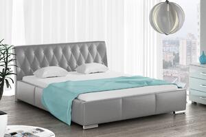 Čalúnená posteľ Romana s vysokým čelom a úložným priestorom šedá eko koža 200x200