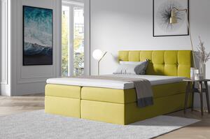 Štýlová manželská posteľ s úložným priestorom RECIVIO žltá 180 x 200