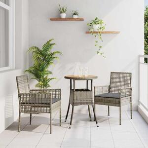 Maison Exclusive - Záhradný jedálenský set 3 pcs Sivá polyratan