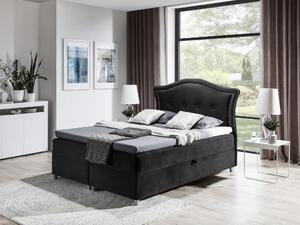 Elegantná rustikálna posteľ Bradley 160x200, čierna + TOPPER